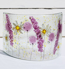 Load image into Gallery viewer, Daisy pink fused glass small curve handmade by Flow Glass Orkney Isles Scotland