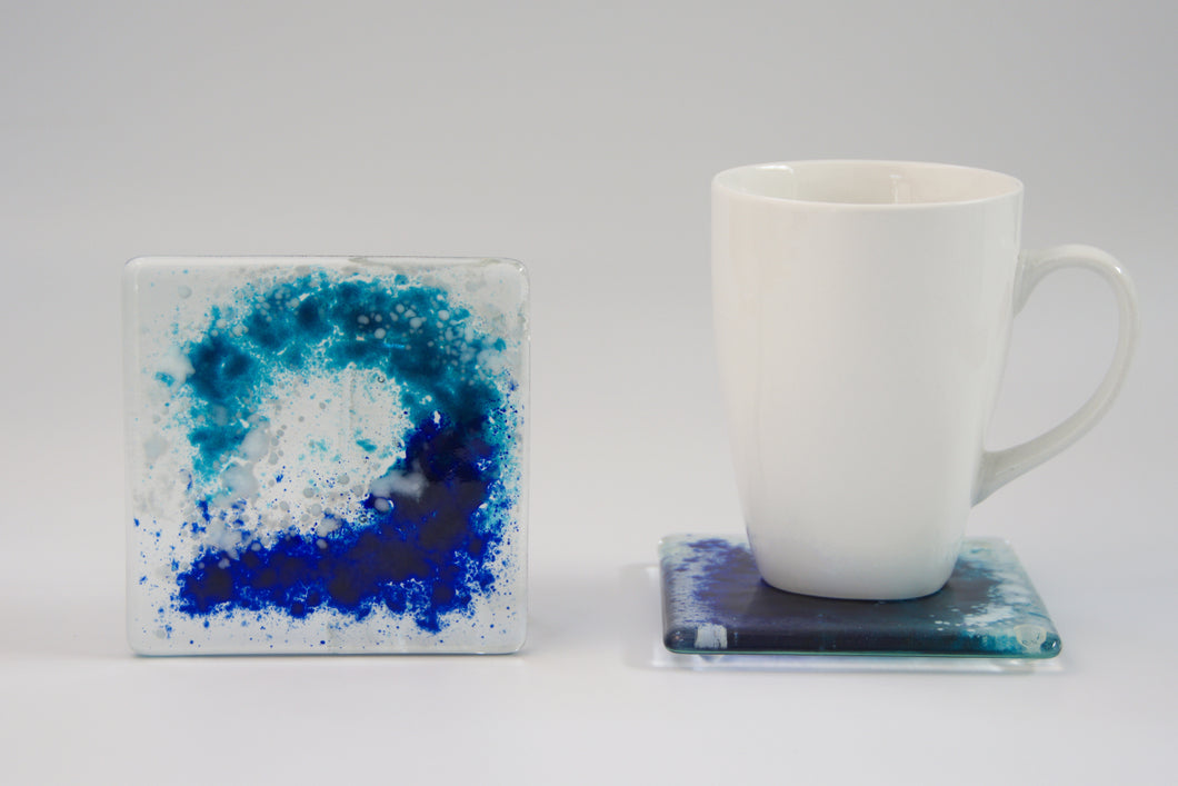 Wave Fused Glass coaster by Flow Glass Orkney Islands Scotland