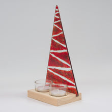 Load image into Gallery viewer, Christmas Tree Tea Light Holder Red Large by Flow Glass Orkney Islands Scotland