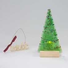 Load image into Gallery viewer, Christmas Tree Tea Light Holder Green by Flow Glass Orkney Islands Scotland