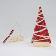 Load image into Gallery viewer, Christmas Tree Tea Light Holder in Red by Flow Glass Orkney Islands Scotland