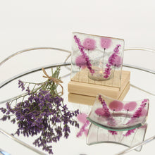 Load image into Gallery viewer, Lavender tea light holder and small dish by Flow Glass Orkney Isles Scotland