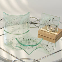 Load image into Gallery viewer, Cow Parsley fused glass small dish, small curve and tea light holder by Flow Glass Orkney Isles Scotland