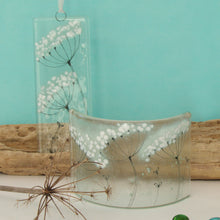 Load image into Gallery viewer, Cow Parsley fused glass small curve and long hanging by Flow Glass Orkney Isles Scotland