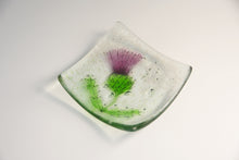 Load image into Gallery viewer, Thistle fused glass small dish by Flow Glass Orkney Isles Scotland