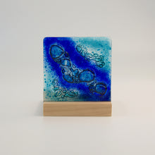 Load image into Gallery viewer, Blue Bubble tea light holder by Flow Glass Orkney Isles Scotland