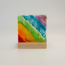 Load image into Gallery viewer, Rainbow bubble tea light holder by Flow Glass Orkney Islands Scotland