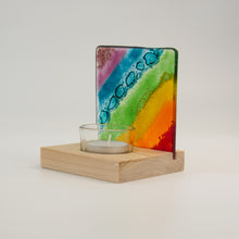 Load image into Gallery viewer, Rainbow bubble tea light holder by Flow Glass Orkney Islands Scotland