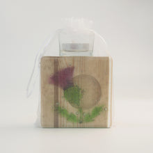 Load image into Gallery viewer, Thistle fused glass tea light holder by Flow Glass Orkney Isles Scotland