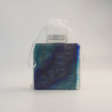Load image into Gallery viewer, Blue Bubble fused glass tea light holder by Flow Glass Orkney Isles Scotland
