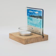 Load image into Gallery viewer, Orkney fused glass tea light holder hand made by Flow Glass Orkney Isles Scotland