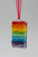 Load image into Gallery viewer, Small Rainbow hanging will bubble effect by Flow Glass Orkney Islands Scotland