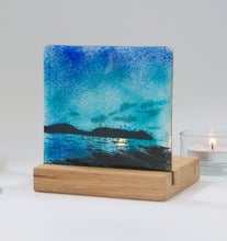 Load image into Gallery viewer, Hoy Fused Glass tea light holder hand made by Flow Glass Orkney Islands Scotland 
