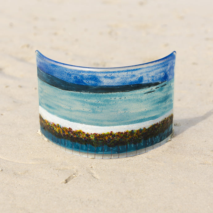 Orkney Fused Glass large curve hand made by Flow Glass Orkney Islands Scotland