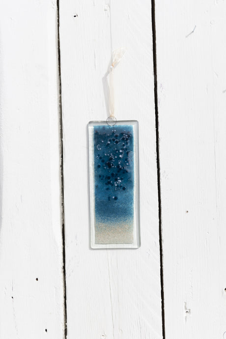 Ocean Fused glass small hanging hand made by Flow Glass Orkney Islands Scotland