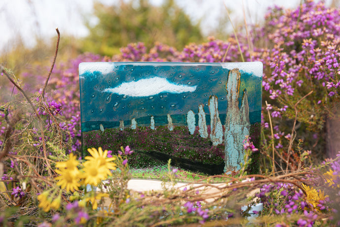 Ring of Brodgar Large fused glass wave hand made by Flow Glass Orkney Islands Scotland