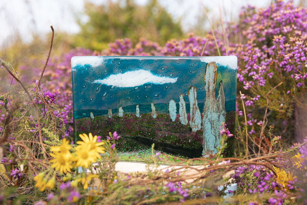 Ring of Brodgar Large fused glass wave hand made by Flow Glass Orkney Islands Scotland