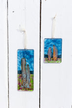 Load image into Gallery viewer, Ring of Brodgar fused glass small and long hangings hand made by Flow Glass Orkney Islands Scotland 

