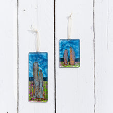 Load image into Gallery viewer, Ring of Brodgar fused glass small and long hangings hand made by Flow Glass Orkney Islands Scotland 
