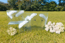 Load image into Gallery viewer, Cow Parsley small curve, large curve and coaster by Flow Glass Orkney Soctland
