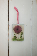 Load image into Gallery viewer, Spring Flowers fused glass small hanging hand made by Flow Glass Kirkwall Orkney Islands Scotland
