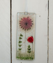 Load image into Gallery viewer, Spring Flowers Fused Glass Long hanging hand made by Flow Glass, Kirkwall Orkney Islands Scotland.

