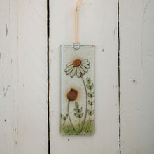 Load image into Gallery viewer, Golden Daisy Fused Glass Long hanging hand made by Flow Glass Orkney Islands Scotland
