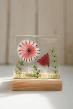 Load image into Gallery viewer, Spring Flowers Fused Glass Tea Light Holder hand made by Flow Glass, Kirkwall Orkney Islands Scotland
