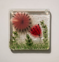 Load image into Gallery viewer, Spring Flowers Fused Glass coaster hand made by Flow Glass Kirkwall Orkney Islands Scotland 
