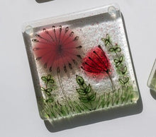 Load image into Gallery viewer, Spring Flowers Fused Glass coaster hand made by Flow Glass Kirkwall Orkney Islands Scotland 
