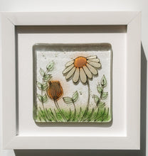 Load image into Gallery viewer, Golden Daisy fused glass small frame hand made by Flow Glass Kirkwall Orkney Islands Scotland
