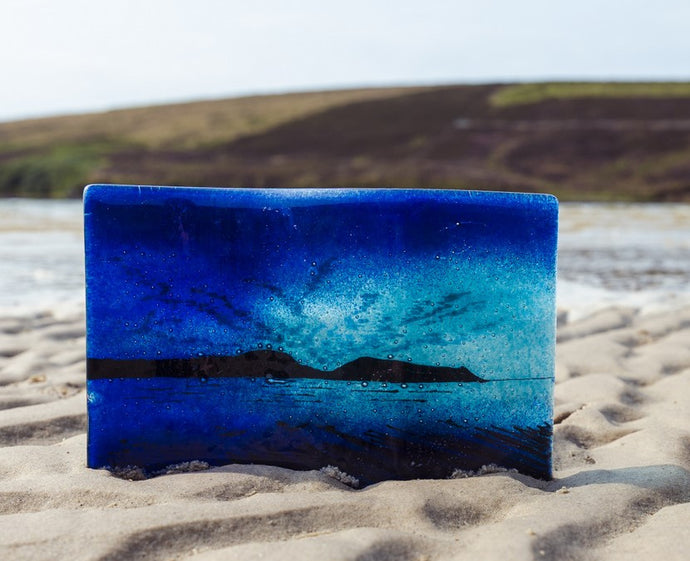 Hoy Fused Glass large wave hand made by Flow Glass Orkney Isles Scotland