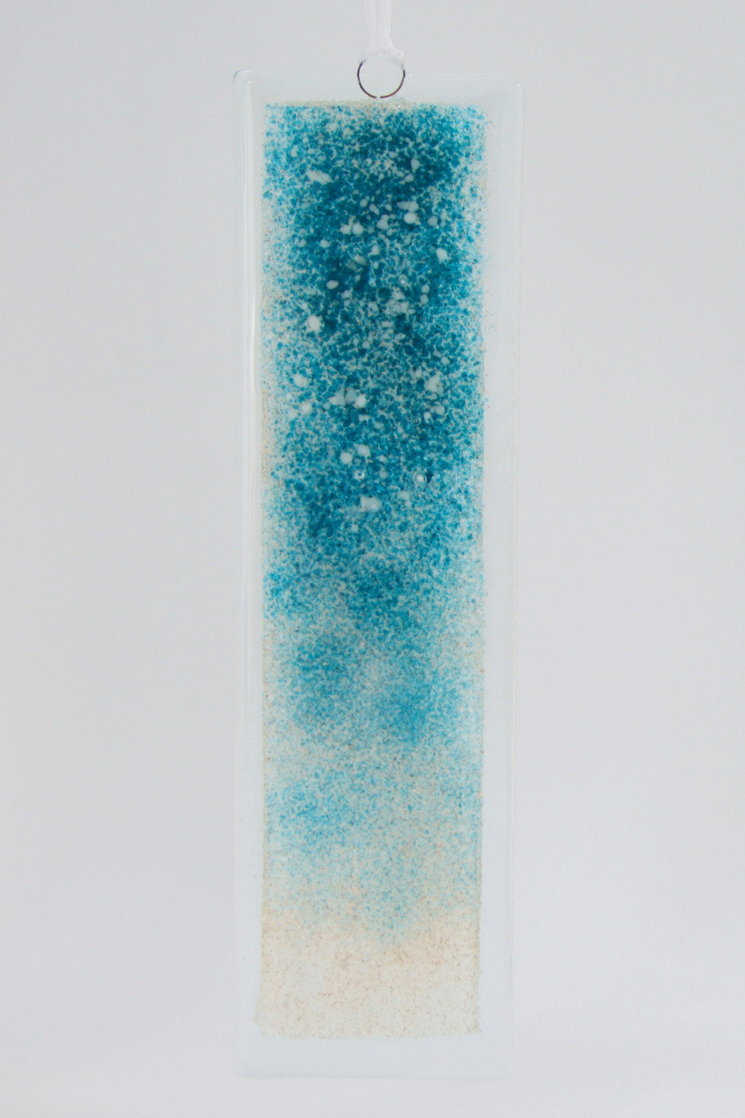 Long Ocean fused glass hanging by Flow Glass Orkney Islands Scotland
