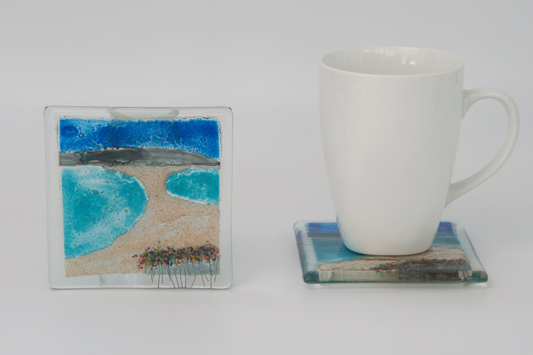 St Ninian's Isle Fused Glass coaster by Flow Glass Orkney Islands Scotland