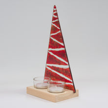 Load image into Gallery viewer, Christmas Tree Tea Light Holder Red Large by Flow Glass Orkney Islands Scotland 
