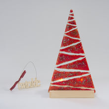 Load image into Gallery viewer, Christmas Tree Tea Light Holder Red Large by Flow Glass Orkney Islands Scotland
