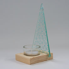 Load image into Gallery viewer, Christmas Tree Tea Light Holder Snowflake by Flow Glass Orkney Islands Scotland
