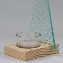 Load image into Gallery viewer, Christmas Tree Tea Light Holder in Snowflake by Flow Glass Orkney Islands Scotland
