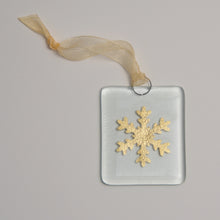 Load image into Gallery viewer, Gold snowflake hanging by Flow Glass Orkney Islands Scotland
