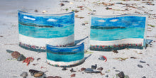 Load image into Gallery viewer, Orkney fused glass large &amp; small curve and wave on a beach in Orkney by Flow Glass Orkney islands scotland
