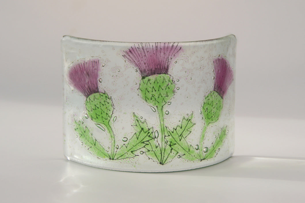 Thistle small fused glass curve by Flow Glass Orkney Isles Scotland