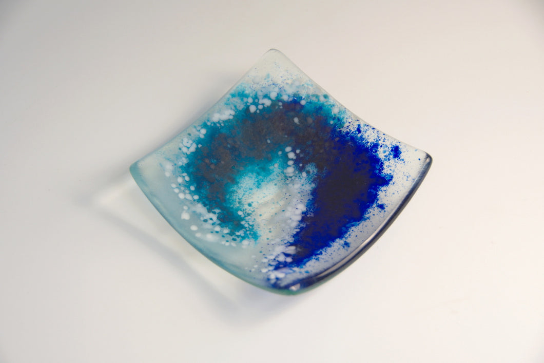 Wave fused glass small dish by Flow Glass Orkney Isles Scotland