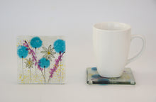 Load image into Gallery viewer, Daisy (Blue) fused glass coaster by Flow Glass Orkney Isles Scotland
