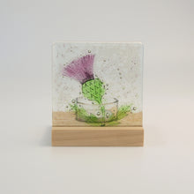 Load image into Gallery viewer, Thistle fused glass tea light holder by Flow Glass Orkney Isles Scotland
