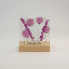 Load image into Gallery viewer, Lavender fused glass tea light holder by Flow Glass Orkney Isles Scotland 
