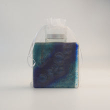 Load image into Gallery viewer, Blue Bubble fused glass tea light holder by Flow Glass Orkney Isles Scotland 
