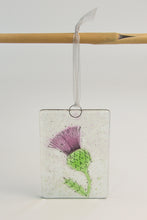 Load image into Gallery viewer, Thistle fused glass small hanging by Flow Glass Orkney Isles Scotland
