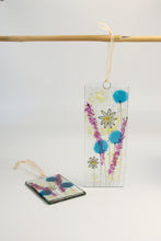 Load image into Gallery viewer, Daisy Blue small and long fused glass hangings by Flow Glass Orkney Isles Scotland
