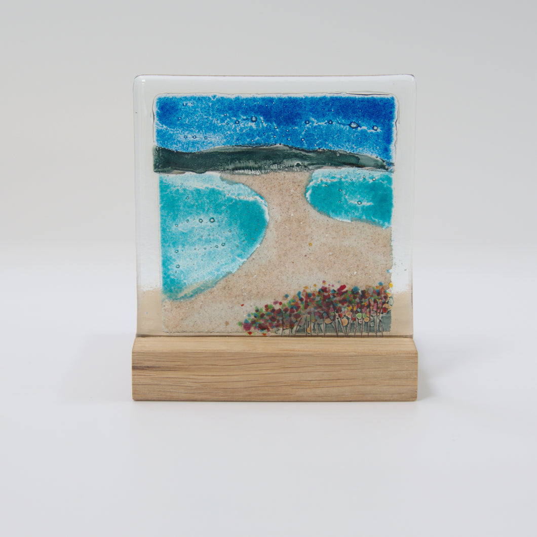 St Ninian's Isles Fused Glass Tea Light holder by Flow Glass Orkney Islands Scotland