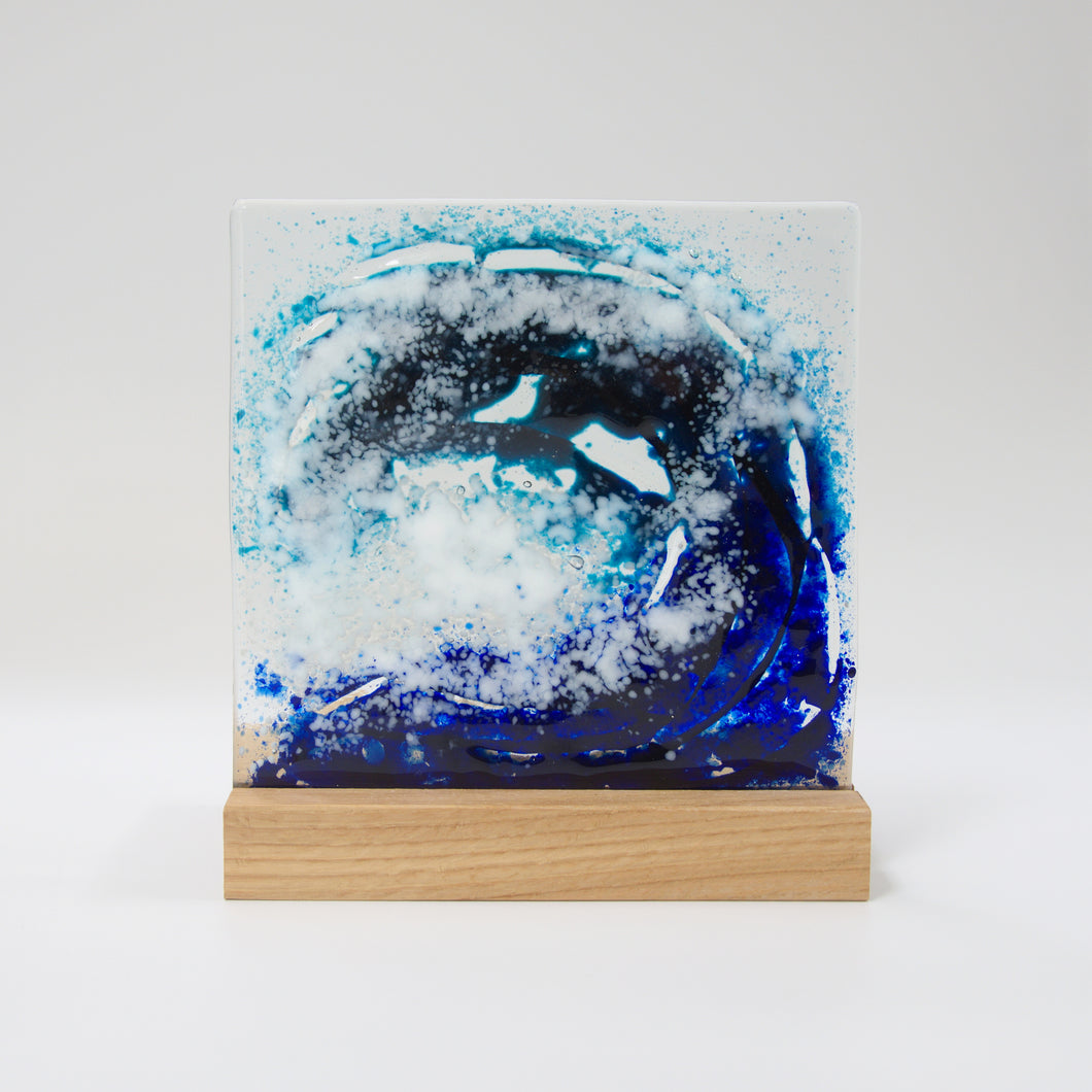 Large Wave Fused Glass Tea Light by Flow Glass Orkney Islands Scotland 
